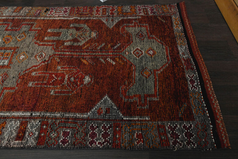 Hand-Knotted Vintage Runner Rug