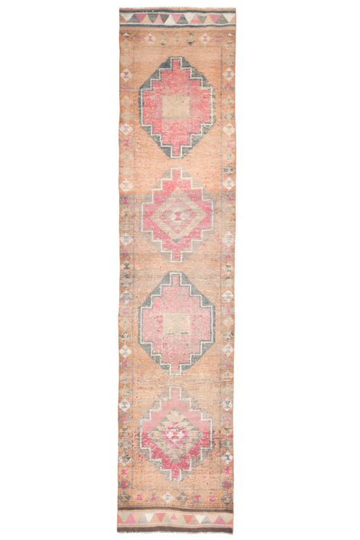 Hand-Knotted Vintage Runner Rug