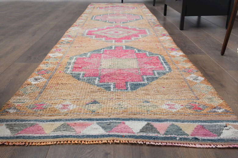 Hand-Knotted Vintage Runner Rug