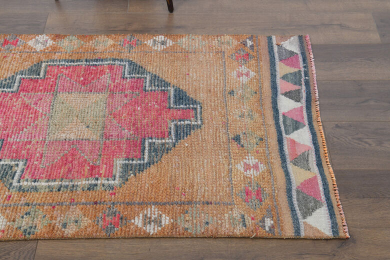 Hand-Knotted Vintage Runner Rug