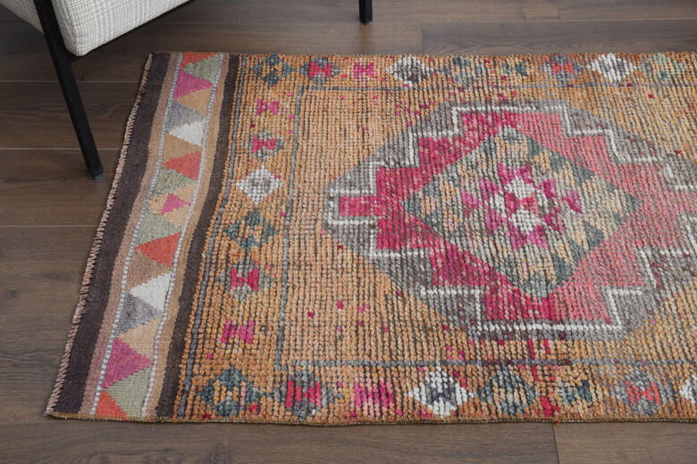 Hand-Knotted Vintage Runner Rug