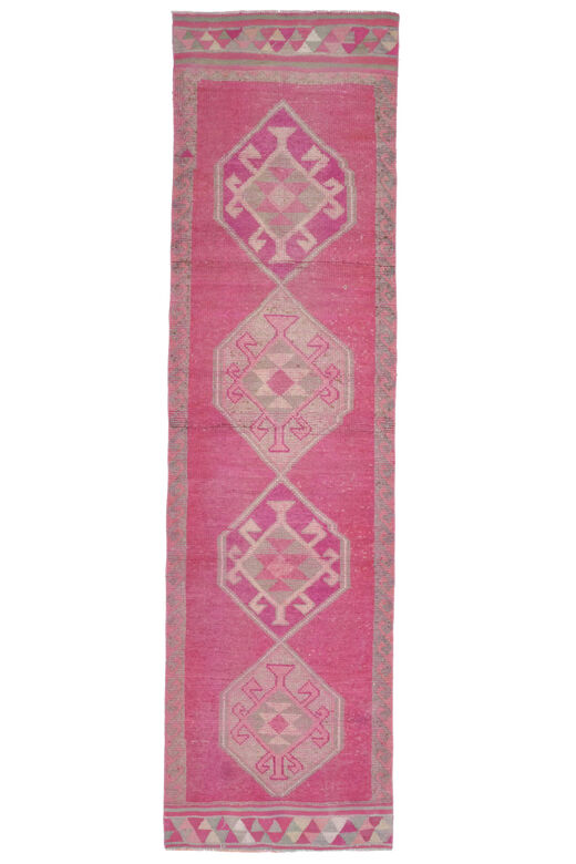 Hand-Knotted Pink Runner Rug