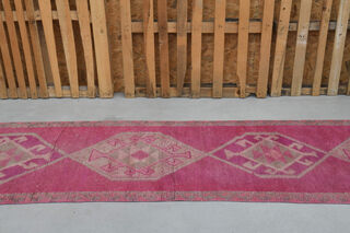 Hand-Knotted Pink Runner Rug - Thumbnail