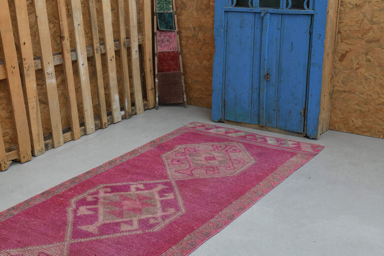 Hand-Knotted Pink Runner Rug