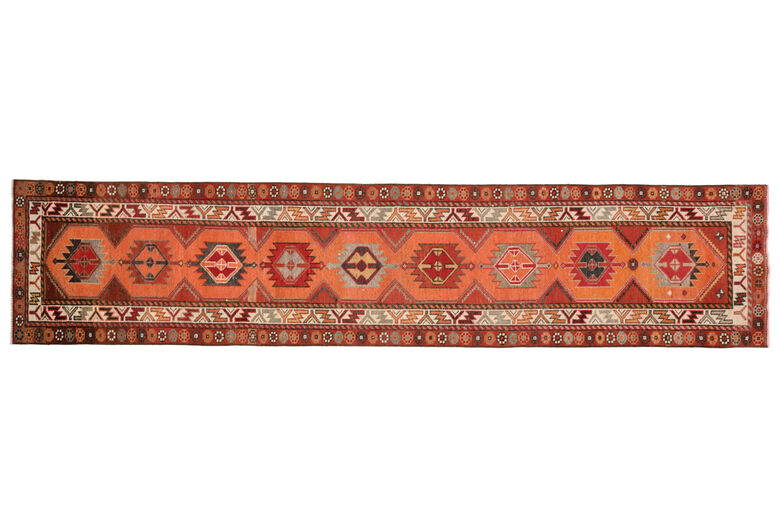 Turkish Vintage Handmade Runner Rug