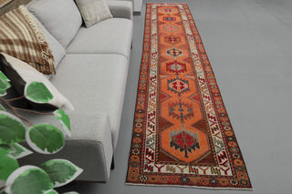 Turkish Vintage Handmade Runner Rug - Thumbnail