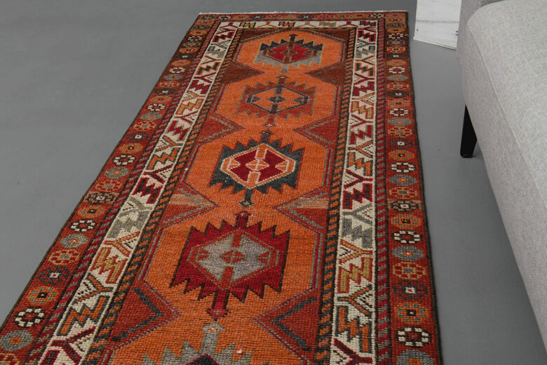 Turkish Vintage Handmade Runner Rug