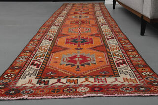 Turkish Vintage Handmade Runner Rug - Thumbnail