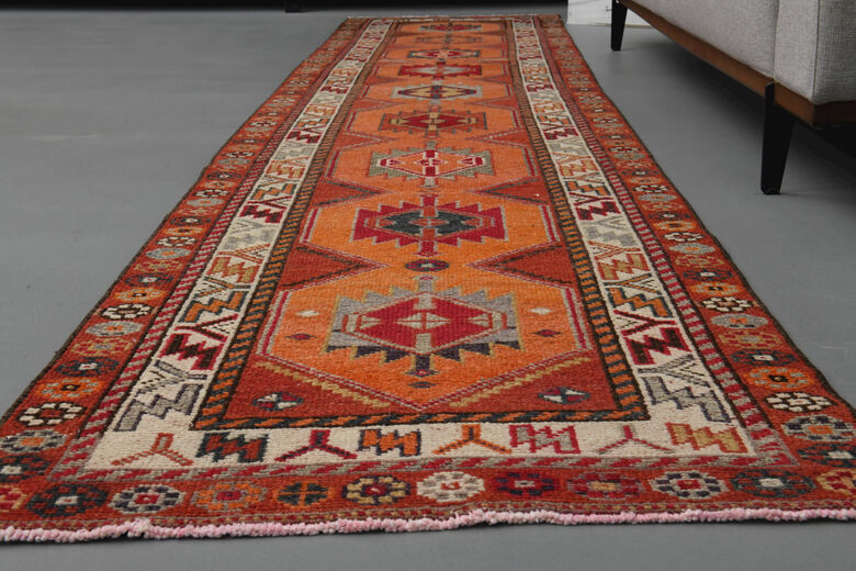 Turkish Vintage Handmade Runner Rug