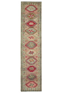 Hand-Knotted Vintage Runner Rug - Thumbnail