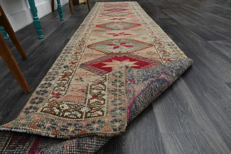 Hand-Knotted Vintage Runner Rug