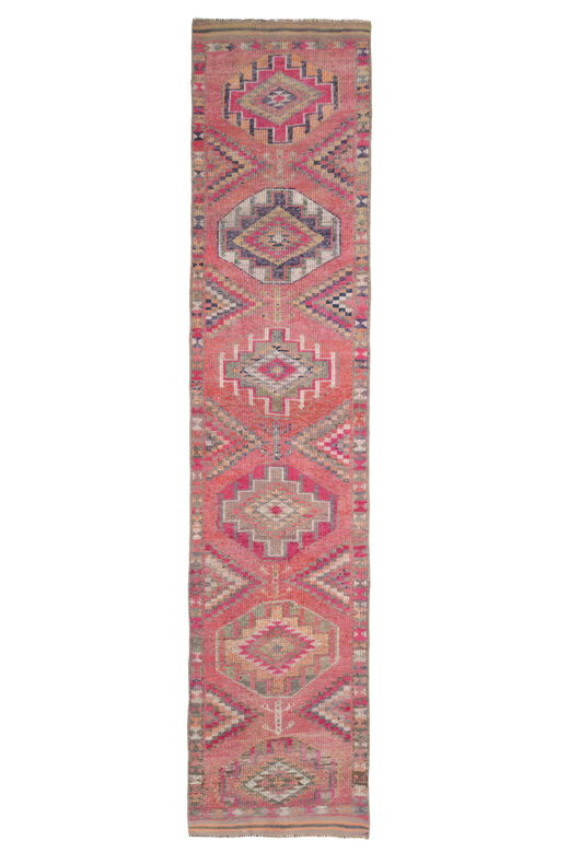 Hand-Knotted Vintage Runner Rug