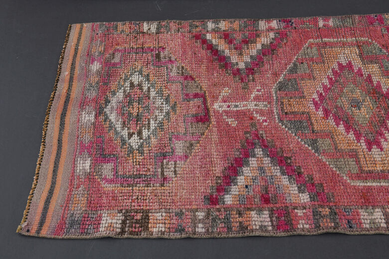 Hand-Knotted Vintage Runner Rug