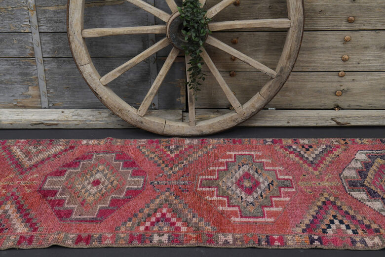 Hand-Knotted Vintage Runner Rug