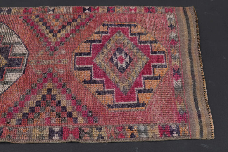 Hand-Knotted Vintage Runner Rug