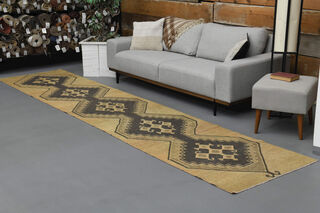 Neutral Turkish Runner Rug - Thumbnail