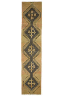 Neutral Turkish Runner Anatolian Rug - Thumbnail