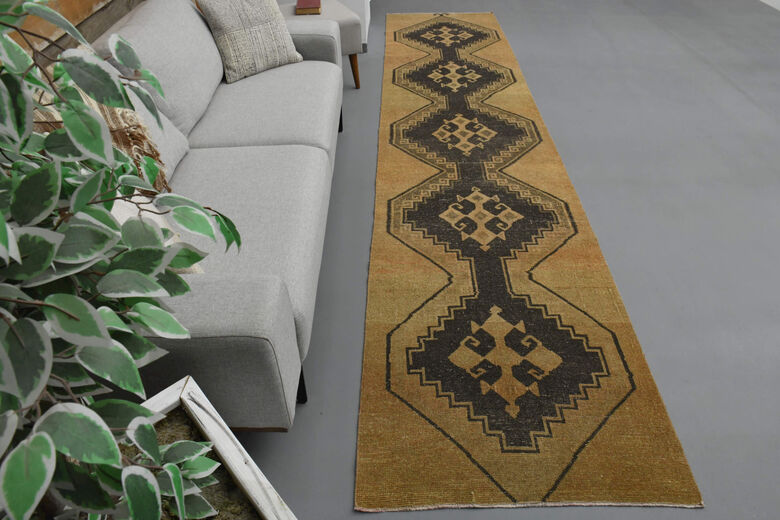 Neutral Turkish Runner Anatolian Rug