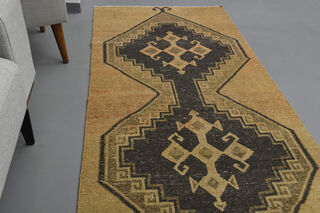 Neutral Turkish Runner Anatolian Rug - Thumbnail