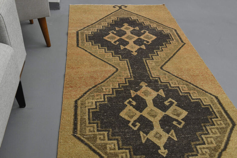 Neutral Turkish Runner Anatolian Rug