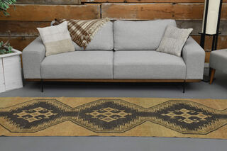 Neutral Turkish Runner Anatolian Rug - Thumbnail