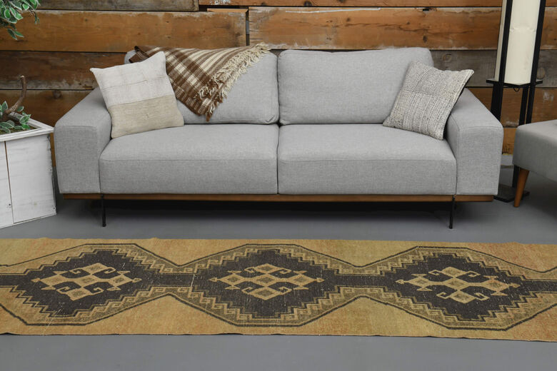 Neutral Turkish Runner Anatolian Rug