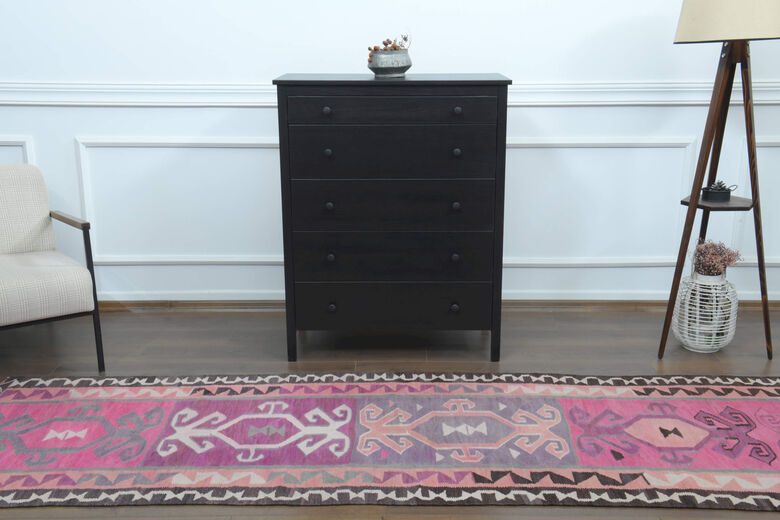 Flatweave Pink Purple Runner Rug