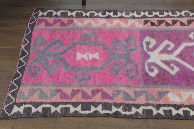 Flatweave Pink Purple Runner Rug