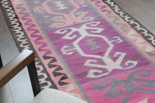 Flatweave Pink Purple Runner Rug - Thumbnail