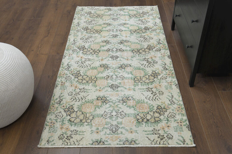 Beige Vintage Anatolian Runner Rug