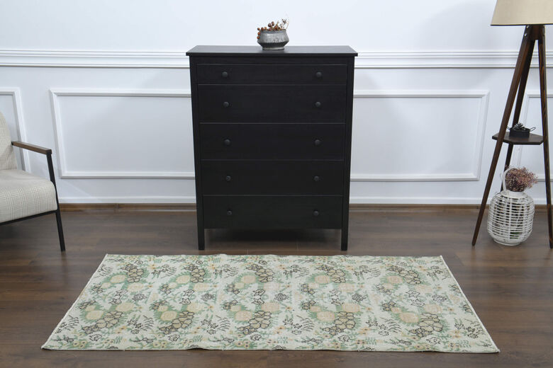 Beige Vintage Anatolian Runner Rug
