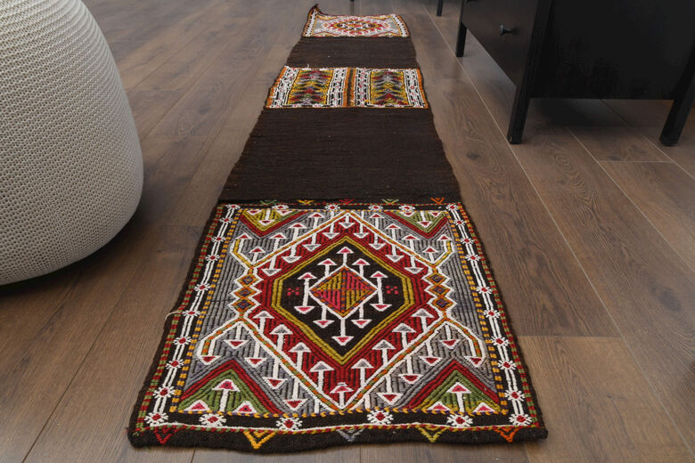 2x8 Brown Turkish Kilim Runner