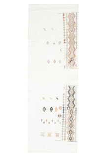 White Flatweave Turkish Kilim Runner - Thumbnail