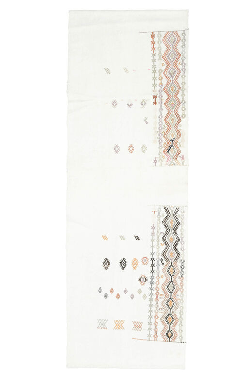 White Flatweave Turkish Kilim Runner