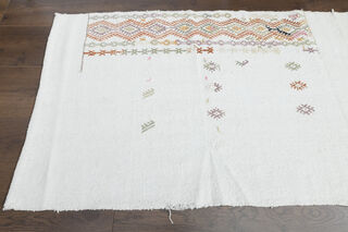 White Flatweave Turkish Kilim Runner - Thumbnail