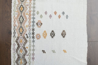 White Flatweave Turkish Kilim Runner - Thumbnail