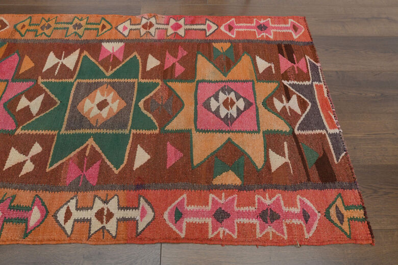 Traditional Hand Knotted Vintage Runner Rug