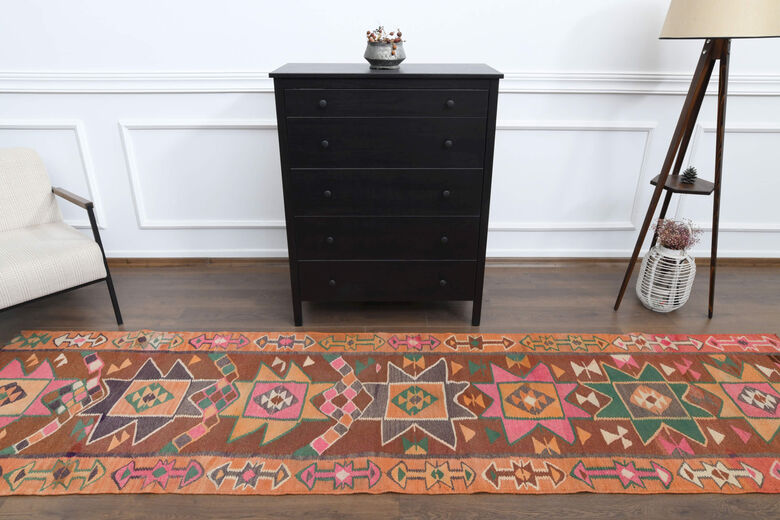 Traditional Hand Knotted Vintage Runner Rug