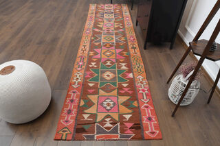 Traditional Hand Knotted Vintage Runner Rug - Thumbnail