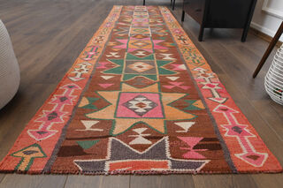 Traditional Hand Knotted Vintage Runner Rug - Thumbnail