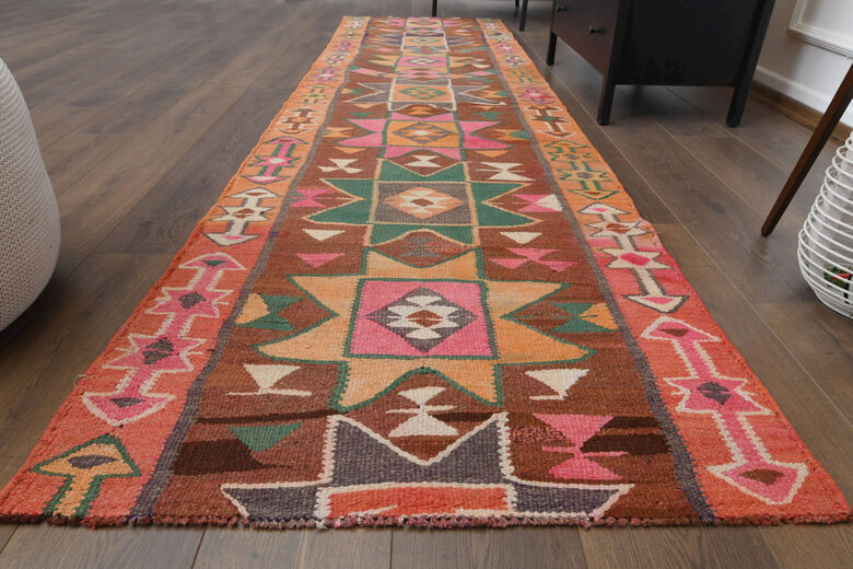 Traditional Hand Knotted Vintage Runner Rug