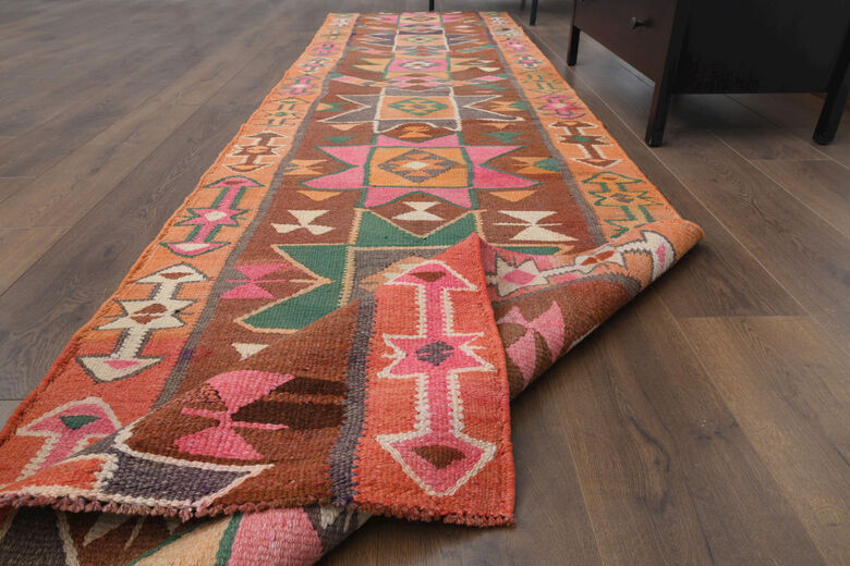 Traditional Hand Knotted Vintage Runner Rug