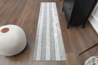 2x8 Gray Turkish Kilim Runner - Thumbnail