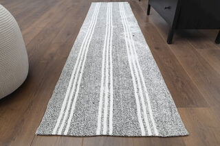 2x8 Gray Turkish Kilim Runner - Thumbnail