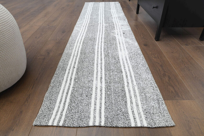 2x8 Gray Turkish Kilim Runner