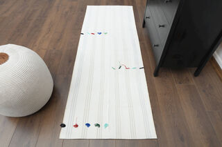 2x7 White Natural Turkish Runner Rug - Thumbnail