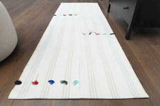 2x7 White Natural Turkish Runner Rug - Thumbnail