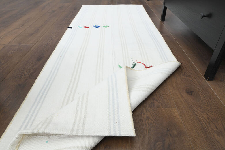 2x7 White Natural Turkish Runner Rug