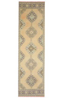 3x12 Faded Neutral Turkish Runner Rug - Thumbnail