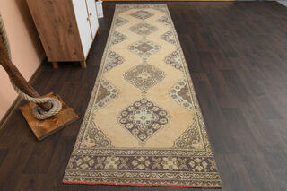 3x12 Faded Neutral Turkish Runner Rug - Thumbnail